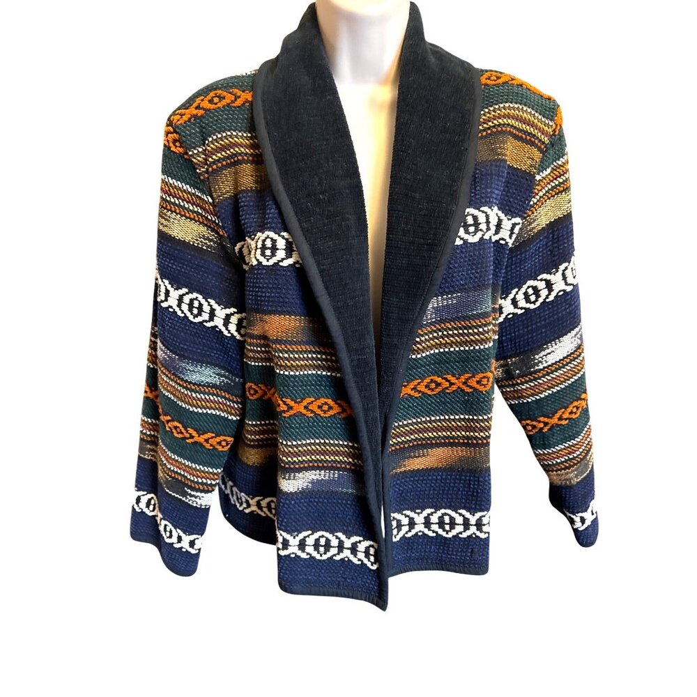 Vintage Bedford Fair Lifestyles Blazer Cardigan Size M Southwest Aztec Woven Y2K